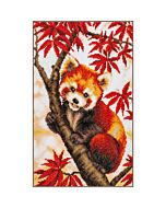 Lanarte borduurpakket rode panda in de boom PN-0206212 evenweave telpatroon