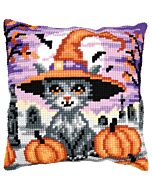 Vervaco borduurkussenpakket halloween kitten PN-0207492 voorbedrukt