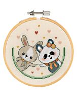 Vervaco borduur panda & konijn liefde PN-0214355 telpatroon incl. borduurring