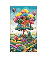 Vervaco borduurpakket landschap met boomhut PN-0215355 telpatroon