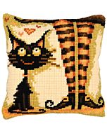 Vervaco borduurkussenpakket kat en de heks PN-0216228 voorbedrukt (kussenrug en opvulkussen apart verkrijgbaar)