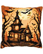 Vervaco borduurkussenpakket halloween huis PN-0216233 voorbedrukt (kussenrug en opvulkussen apart verkrijgbaar)