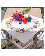 Vervaco borduurpakket tafelkleed kleurrijke wereld PN-0216915 voorbedrukt