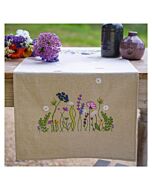 Vervaco borduurpakket tafelloper 'Paarse tuinpracht' PN-0216926 voorbedrukt