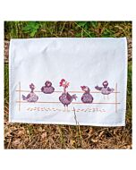Vervaco borduurpakket theedoek grappige kippen PN-0216933 voorbedrukt