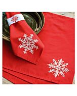 Vervaco borduurpakket servetten en servetringen 4st. sneeuwkristal PN-0217795 voorbedrukt