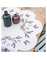 Vervaco borduurpakket tafelkleed met kant lavendel PN-0219165 voorbedrukt