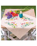 Vervaco borduurpakket tafelkleed weidebloemen PN-0222512 voorbedrukt (ook verkrijgbaar in een tafelloper & stoffen borduurkussen variant)