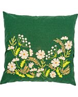 Vervaco borduurkussenpakket witte bloemen PN-0222590 voorbedrukt