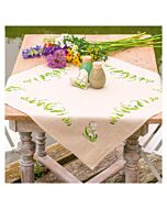 Vervaco borduurpakket tafelkleed lelietje-van-dalen PN-0222836 voorbedrukt