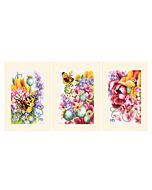 Lanarte borduurpakket 3st. wenskaarten kleurig bloemenboeket PN-0224152 evenweave telpatroon incl. envelop & passe-partout