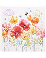 Vervaco borduurpakket klaprozen en wilde bloemen PN-0224161 telpatroon