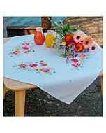 Vervaco borduurpakket tafelkleed klaprozen en wilde bloemen PN-0227437 voorbedrukt