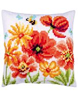 Vervaco borduurkussenpakket klaprozen en wilde bloemen PN-0229215 voorbedrukt