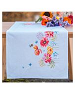 Vervaco borduurpakket tafelloper pastel bloemen PN-0222427 voorbedrukt