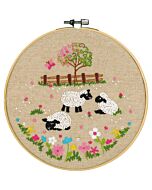Vervaco borduurpakket schaapjes in de wei 3st. PN-0237588 voorbedrukt incl. borduurringen