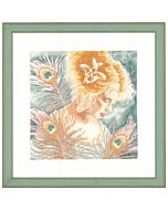 Borduurpakket  Meisje met pauwenveren - Young woman with Peacock feathers van lanarte   