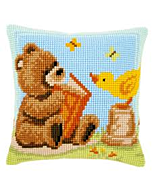 Borduurpakket voorbedrukt kruissteek kussen  popcorn the bear leest  van vervaco