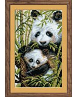  Borduurpakket  Pandabeer met jong van riolis om te borduren  1159