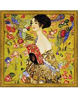 Borduurpakket Lady with a fan, Gustav Klimt van riolis 1226 met telpatroon
