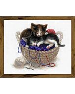 Riolis borduurpakket Kittens in a Basket 1724 met telpatroon
