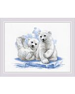 Riolis borduurpakket berenwelpen op ijs borduren 2043  met telpatroon