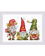 Riolis borduurpakket vrolijke kerstkabouters 2234 telpatroon