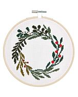 Rico Design kerstkrans groen in kruissteek borduren 100075