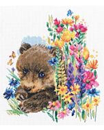 Borduurpakket One who Loves Flowers  beer van rto M683 met telpatroon