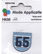 Licht blauw met witte strepen en met een donkere kleur blauw 65 applicatie.