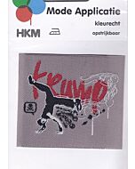 Applicatie grijs getint met rode tekst trump.