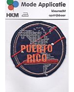 Blauw, rond applicatie met tekst Puerto Rico
