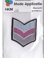 Blauw, roze en grijs met glitter en zwarte rand applicatie