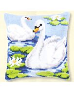 Borduurpakket  kussen  zwaan