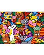 Voorbedrukt stramien / canvas gekleurde katten van Seg de Paris 929.599 om te borduren