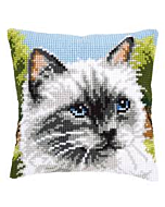 Borduurpakket  kruissteek kussen siamese kat