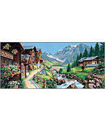 Voorbedrukt canvas/stramien Alpine landschap om te borduren van Margot 173.3098
