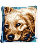 Borduurpakket voorbedrukt kruissteekkussen schattige hond van vervaco pn-0154482