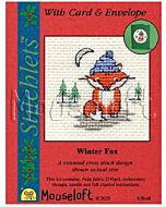 Mouseloft borduurpakket kerstkaart vos U31stl telpatroon incl. kaart & envelop