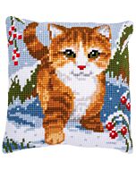 Vervaco borduurkussen kat in de sneeuw pn-0166625