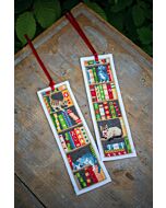 Vervaco borduurpakket 2 boekenleggers katten in boekenrek borduren PN-0187764