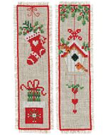 Vervaco borduurpakket 2 boekenleggers kerstmotiefjes borduren pn-0178766