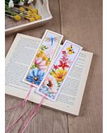 Vervaco borduurpakket 2 boekenleggers kleurige bloemen borduren pn-0184423