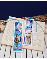 Vervaco borduurpakket 2 boekenleggers wolf en hert in de nacht borduren PN-0187476