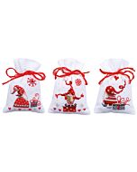 Vervaco borduurpakket 3 kruidenzakjes Kerstkabouters met cadeaus borduren pn-0165994