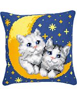 Vervaco borduurpakket borduurkussen poesjes op de maan pn-0008678 borduren