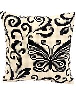 Vervaco borduurpakket borduurkussen vlinder in zwart/wit pn-0008739