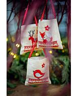 Vervaco borduurpakket cadeauzakjes 3 st. kerstdiertjes pn-0196915