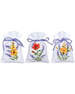Vervaco borduurpakket kruidenzakje 3 st. Bloemen en lavendel pn-0165143