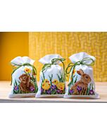 Vervaco borduurpakket kruidenzakje 3 st. konijnen met kuikentjes pn-0187096 borduren